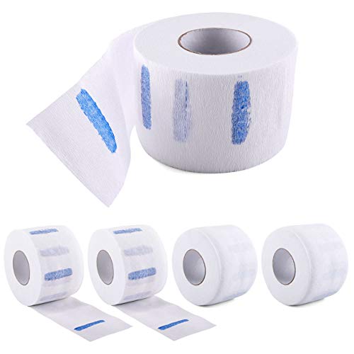 CCbeauty 5 Rolls Disposable Barber Neck Strips White Professional Stretchy Paper Neck Band for Hair cutting Styling Hairdressing Salon Accessories, 2000 Strips