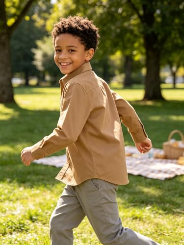 Image of DHTS Boys' Dress Shirts Toddle Boy Long Sleeve Uniform Shirt for Kids