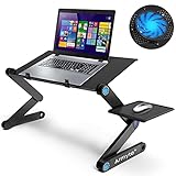Extra Wide Adjustable Laptop Stand with Cooling Fan & Mouse Pad for 17 Inch Computer, Portable Ergon