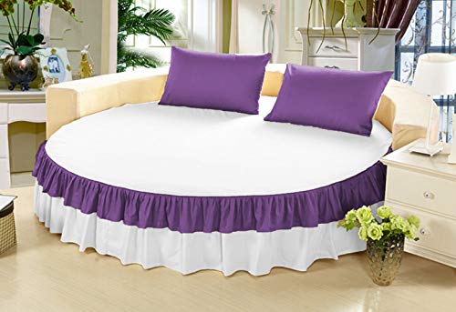 Falda de cama redonda bicolor con volantes de 15 pulgadas 2