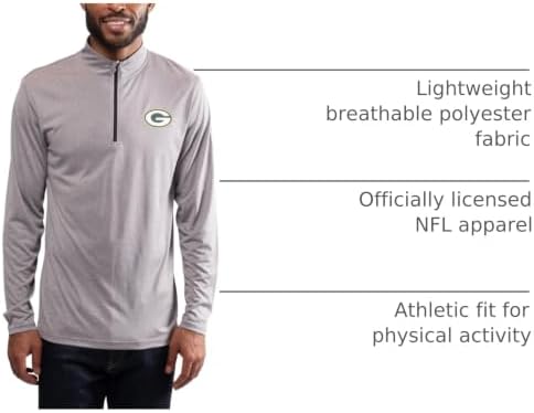 Ultra Game NFL Official Adults Super Soft Quarter Zip Long Sleeve T-Shirt - Unisex, Pittsburgh Steelers, Heather Gray, Small — view 5