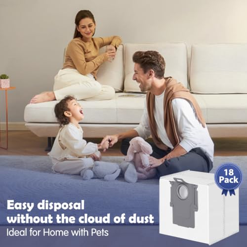 Image of 18 Pack Dust Bags for Roborock Q10 S5+ /X5+, Q7 M5+ /L5+, S8 Pro Ultra, S8+, S7 Max /MaxV Ultra, Q5+, Q5 Max+ /Pro+ /DuoRoller+, Q7+ /Q7 /Q8 Max+ Robot Vacuum, 3.6L Large Capacity Disposable Replacement Bag