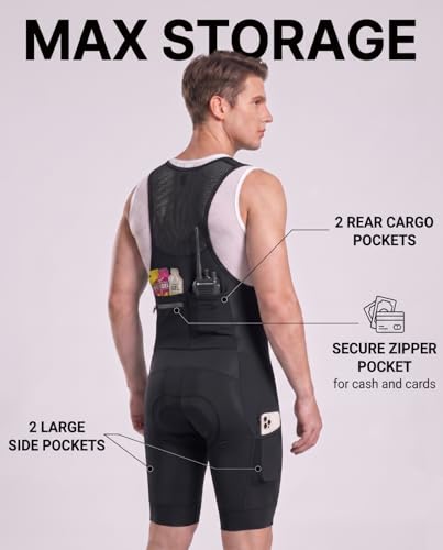 Image of Ceroti Custom Apparel Service Men's Pro Long Inseam Cycling Bibs, Side Cargo Pockets Bibs Optional,Bike Shorts UPF50+