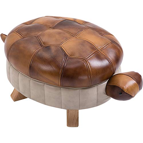 Kelendle Reposapiés de piel sintética tapizada con diseño de tortuga, para salón, dormitorio, sofá, banco, color marrón, grande Cover