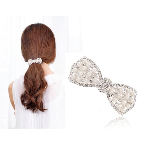Pinza para el cabello Dorytop modelo DTZJ004 con diseño de lazo y perlas color plateado miniatura 6