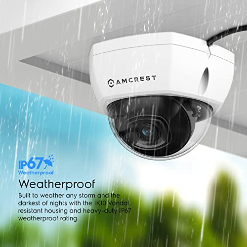Amcrest Ultrahd 4K (8Mp) Outdoor Security Poe Ip Camera, 3840X2160, 98Ft Nightvision, 2.8Mm Lens, Ip67 Weatherproof, Ik10 Vandal Resistant Dome, Microsd Recording, White (Ip8M-2493Ew) #TOP3
