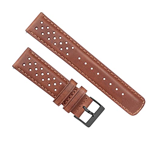 Image of 19mm Caramel - Barton Racing Horween Leather Gunmetal Buckle Watch Bands - Quick Release - Choose Strap Color & Width