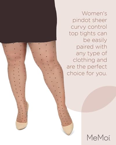 Image of MeMoi Women's Pindot Sheer Curvy Control Top Tights