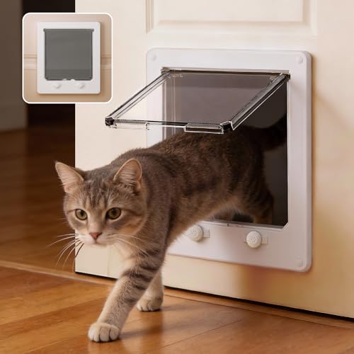 LIBBEPET Cat Door Interior Door, 4 Way Locking Flap for Cats ≤18 lbs,Large