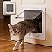 LIBBEPET 猫ドア、4方向ロック機能 ペットドア、キャットドア 適合7kg 以下の猫に、ネコ開け防止屋内用と屋外用の扉の両方に使用する、工事不要簡単取り付け、カットできる厚さです猫扉，L