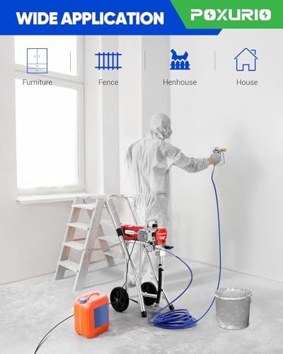 Image of Airless Paint Sprayer, 3300PSI 1200W High Efficiency Airless Sprayer, Fine and Even Painting Effect, Extension Rod, Indoor Paint Sprayer for Walls, Home Interior, House Painting, DIY Red