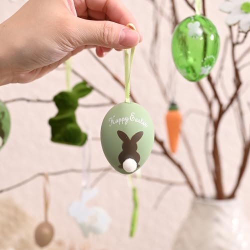 Decorbyhannaheastereggsdecorations24ctsmalleastertreeornamentsforbasketshatterproofgreenbrownspringdecorwithbunnyrabbitcarrotandflowerforhomepartyoutdoorgarden  Urban Country Home Decor Decorbyhannah easter eggs decorations 24ct small easter tree ornaments for basket shatterproof green brown spring decor with bunny rabbit carrot and flower for home party outdoor garden  urban country home decor