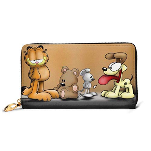 Preisvergleich Produktbild BFDX Geldbörsen Anime Garfield Geldbörse Geldbörse RFID Reißverschluss Leder Clutch Frauen Wristlet Geldbörsen Tasche Telefon Kreditkarteninhaber Organizer Blocking Echte Clutch
