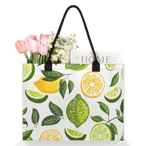 Leaves Lemon Tote Bag for Women Large Beach Bag Reusable Tote Bags for Work Travel Beach Shopping3