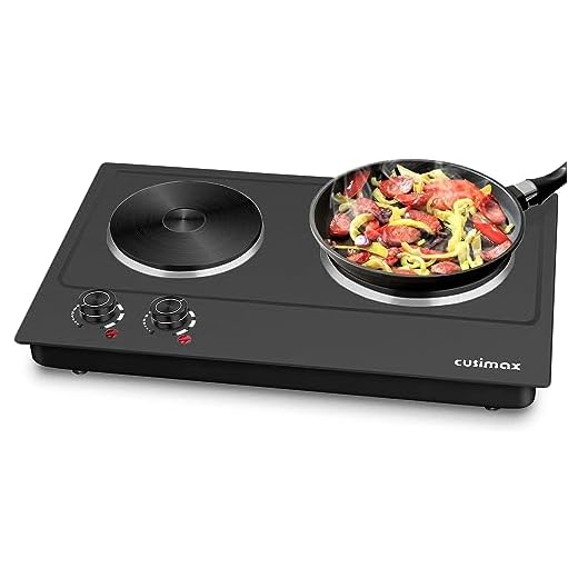Cusimax Hot Plate, 1800W Electric Double Burner Cast Iron Heating Plates Cooktop, Portable Eleciric Burners Stove, Stainless Steel Countertop, Compatible w/All Cookware, Upgraded Version