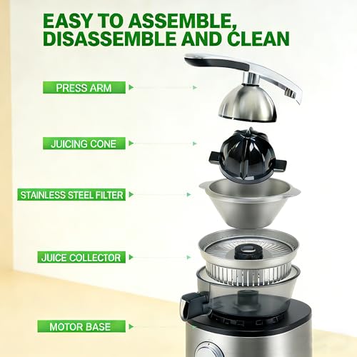 Simple Deluxe Electric Citrus Juicer Squeezer, One-Touch Operation Orange Juicer Machine, High Juice Yield, Suitable for Oranges, Limes, Grapefruits, Lemons, Easy to Clean, Silver by Simple Deluxe - Image 2