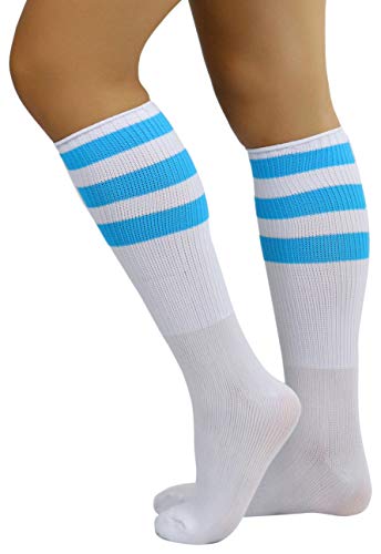 Image of ToBeInStyle Women's Premium Below Knee Athletic Socks w /Contrasting Wide Stripes