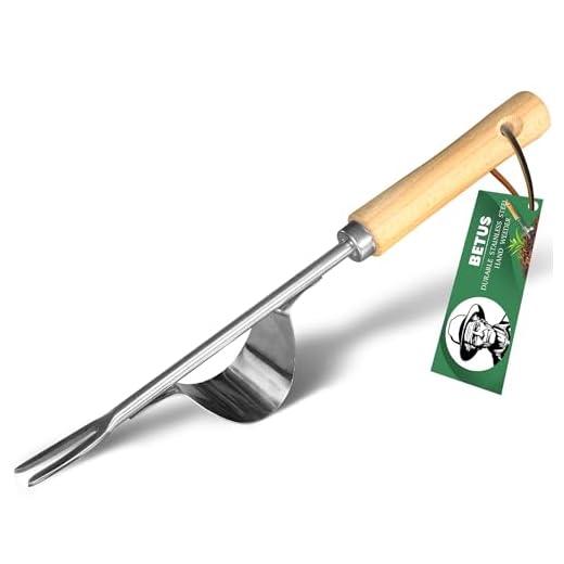 Betus Manual Hand Weeder - Bend-Proof Leverage Base for Super Easy Weed Removal & Deeper Digging - Sturdy Chrome Plated Steel - Compact Garden Weed Puller Tool for Yard Lawn and Farm