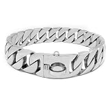 AOBUJDUB Collare a Strozzo in Metallo con Design Fibbia Sicura, Collana per Cani Resistente da 32mm, Resistente Anti Masticazione per Cani di Piccola e Media Ta(Silver,60cm)