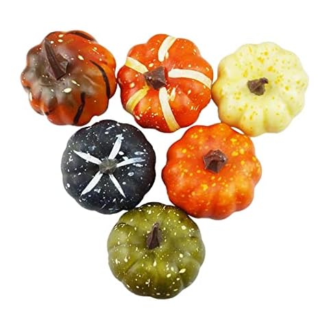 Folpus 6 Pieces Artificial Pumpkin Decoration Decorative for Holiday Decorating Cover