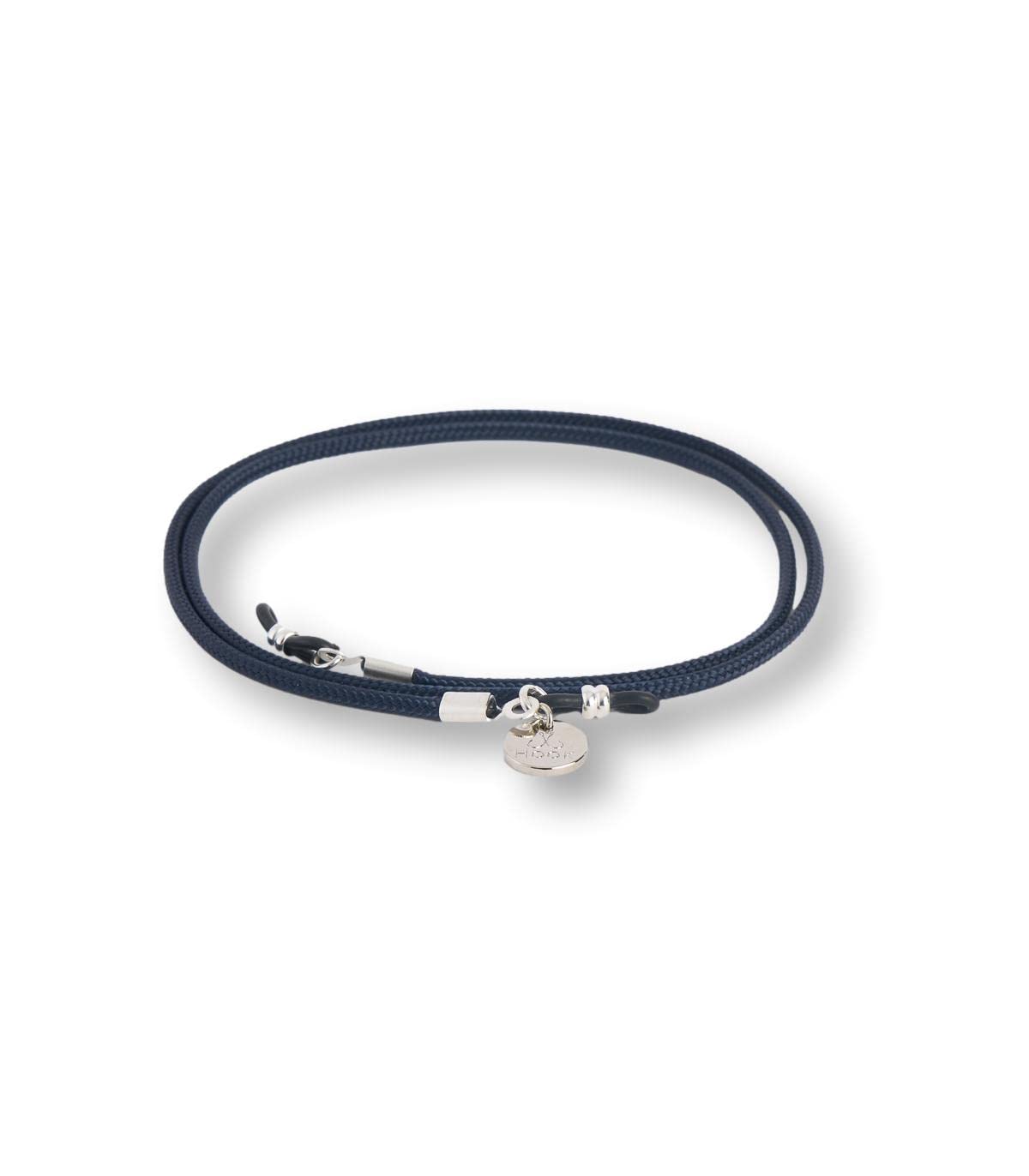 HOOK Cordón Cuelga Gafas Para Hombre o Mujer - Cordón Para Gafas de Sol o De Ver - Cordón Náutico Azul Oscuro - 60 cm largo 3 mm ancho - Gomas Universales - Muro 8250