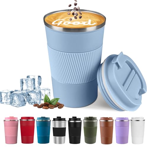 Image of Insulated Travel Coffee Mug, Stainless Steel Coffee Cup with Leakproof Lid