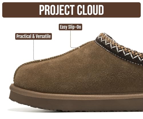 Image of Project Cloud 100% Genuine Leather Shearling Slippers for Women (Nerita) | Australian Fur Lining Memory Foam Insole Non Slip EVA Sole Fuzzy Plush House Shoes Warm Cozy Indoor Footwear Everyday Comfort