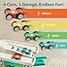 TOP Bright Toddler Wooden Race Track Car Ramp Toys for 1 2 Year Old Baby Motor Skills Race Tracks Car Ramp Vehicle Playsets with 4 Mini Cars and 1 Car Garage