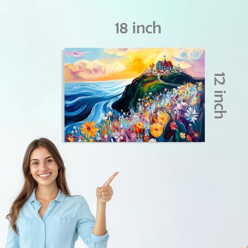 Image of SiddArtify Scenic Landscape Wall Art Prints Set - Impressionist House Poster Decor for Living Room Bedroom Office - 12x18 inch Board Pack of 6