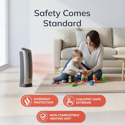 Lasko 23" 1500-Watt Ceramic Tower Space Heater with Digital Display and Remote