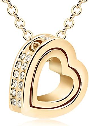 Xingzou Double Love Heart Shape Pendant Necklace,Crystal from Swarovski Jewelry