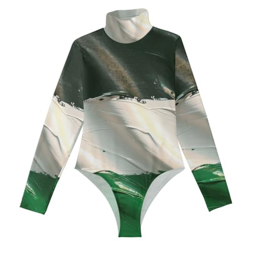Body de manga larga de Palestina con cuello alto elástico verde