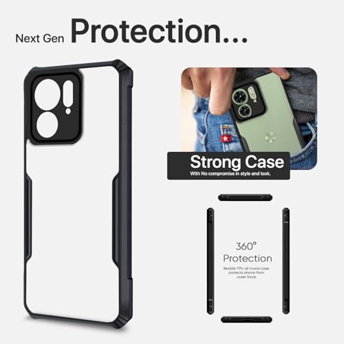 Image of Pikkme Ultra Hybrid Back Cover for Moto Edge 40 | Raised Edges |Crystal Clear Transparent | Full Camera Protection Bumper Case (Black)
