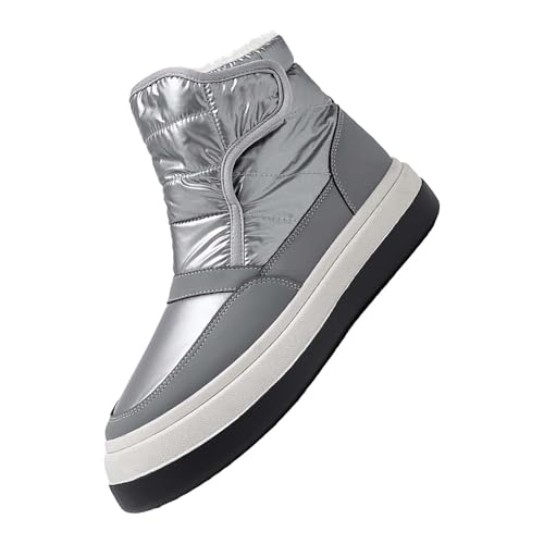Generisch Botas de nieve para hombre, informales, transpirables, parte inferior plana, zapatos casuales, acolchados, cálidos, zapatos para hombre, 42,5, negro, gris, 41 EU