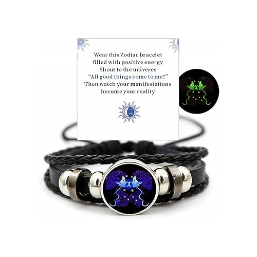 VBWEOI Gleym Bracelets, Zodiac Signs Spirit Bracelet, Multilayer Adjustable 12 Constellation Zodiac PU Leather Bracelet, Gleym Manifestation Bracelets Jewelry Gifts for Women and Man(gemini)