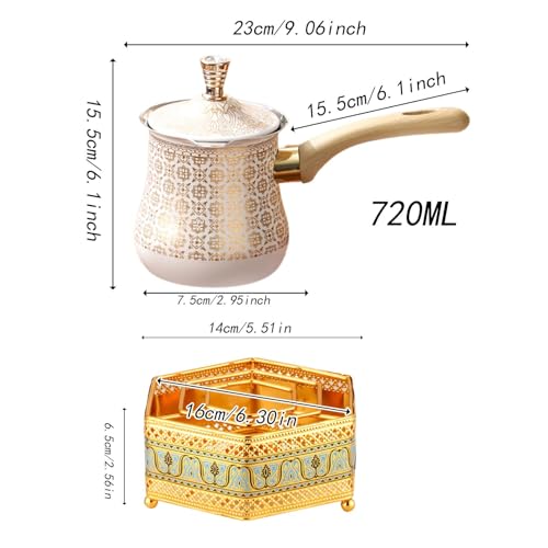 Cafetière turque 720ml avec poignée bois pour faire fondre beurre et soupe en cuisine - 6