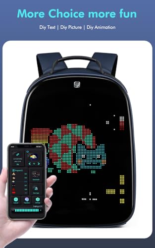Image of Gelrova LuminaPack X1 LED Backpack with Customizable Display, Expandable 20L to 25L, 15.6 Inch Laptop Compartment, Anti-Theft Design, Lightweight Hard Shell for Travel