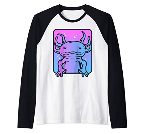 Axolotl Kawaii Eyes Cute Pink Salamander Plush Poison Camiseta Manga Raglan