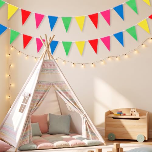 Image of RUBFAC 3400ft 2400pcs Colorful Pennant Banner Flags