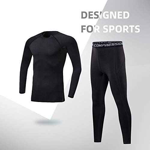 Image of 2 /3 /4 Pcs Boys Girls Base Layer Athletic Compression Leggings and Shirts Thermal Underwear Set Running Pants Tights