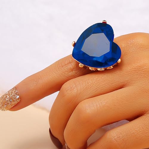 Roe Dolph Red Heart Ring Crystal Heart Rings for Women Valentines Day Gifts for Her Promise Rings Adjustable Statement Heart Rings Valentines Day Jewelry Gifts3