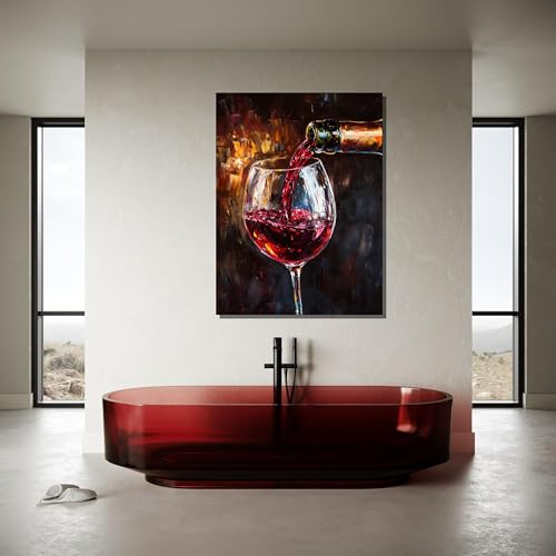 Toile vin rouge peinture abstraite idée cadeau esthétique bar