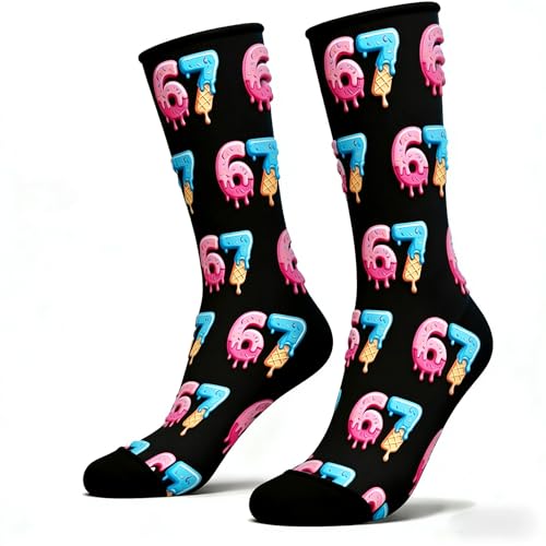 Crazy Socks for Kids 6 7 Socks 67 Ice Cream Drip Funny Silly Socks Novelty Gifts Birthday Graduation Gifts for Teens Girls Boys