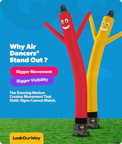 Image of LookOurWay Air Dancers Inflatable Tube Man Attachment - 10 Feet Tall Wacky Waving Inflatable Dancing Tube Guy for Business Promotion - Blower Not Included - Red