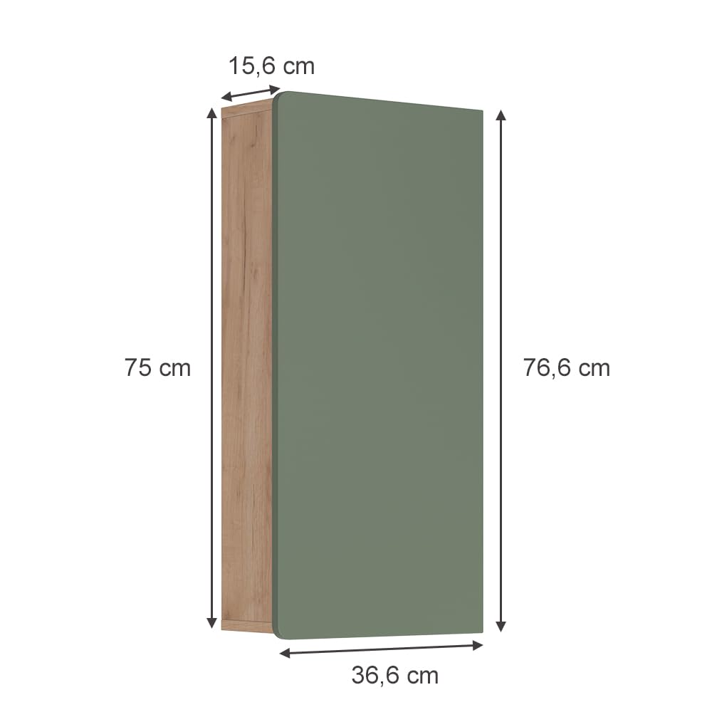 Vicco Armoire Suspendue Izan, Vert/Force de l'or Chêne, 36.6x76.6cm, à Suspendre au Mur pour Combiner avec d'autres Meubles de Salle de Bain Izan