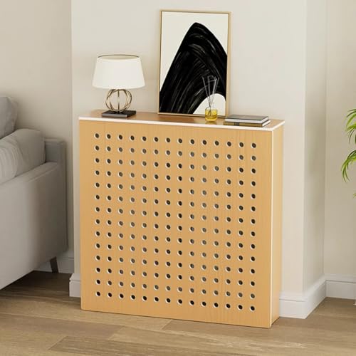 Cache-radiateur en bois avec étagère de rangement et grilles à persiennes