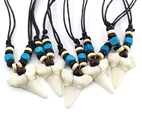 Shark Tooth Necklace for Mens Beach Surfer Hawaiian Adjustable Cord Resin Necklace4