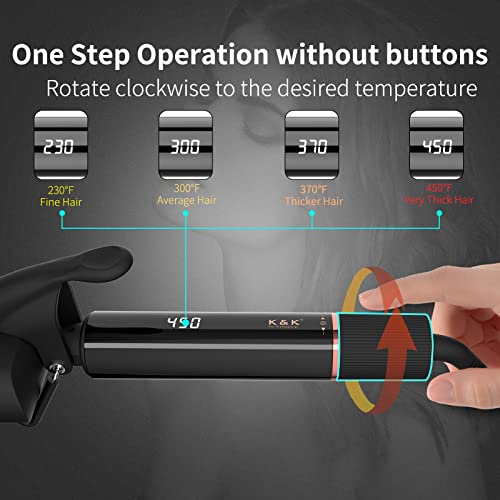 3 Barrel Curling Iron Wand with LCD Temp Display - Dual Voltage 22mm Ceramic Hair Crimper (Black)