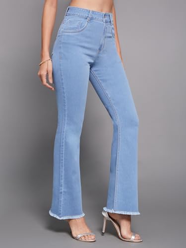 Image of Miss Chase Women's Wide-Leg High-Rise Regular-Length Stretchable Shaping Denim Jeans