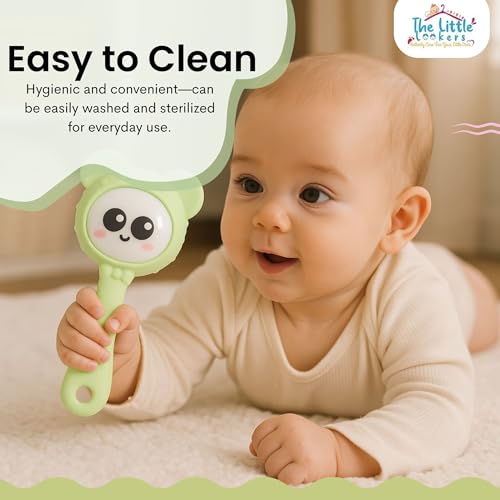 Image of THE LITTLE LOOKERS Teether for Baby | Musical Rattle Teethers for 3 to 24 Months | Silicone Rattle Teether | BPA-Free for Easy Teething | Jhunjuna, Baby Feeding Toys (Green)